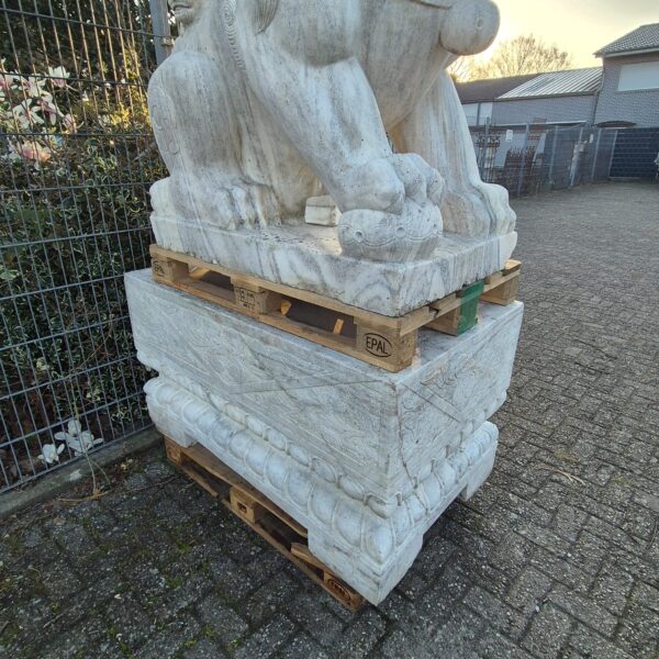 Marmeren Beeld Tuinbeel Leeuw op Sokkel 1,65 m - Afbeelding 8