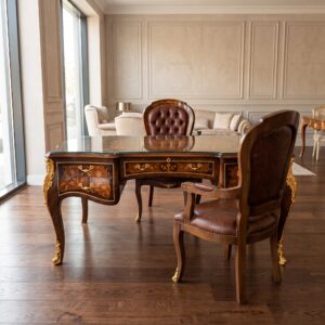 Bureau Barokstijl incl. Stoelen Noten 1,80 m x 0,90 m