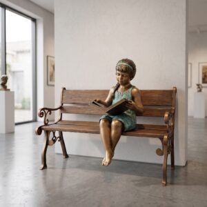 Beeld Tuinbeeld Meisje op Bank Brons 1,15 m