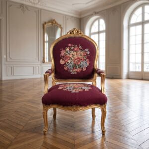 Fauteuil Biedermeier Stijl Bordeaux