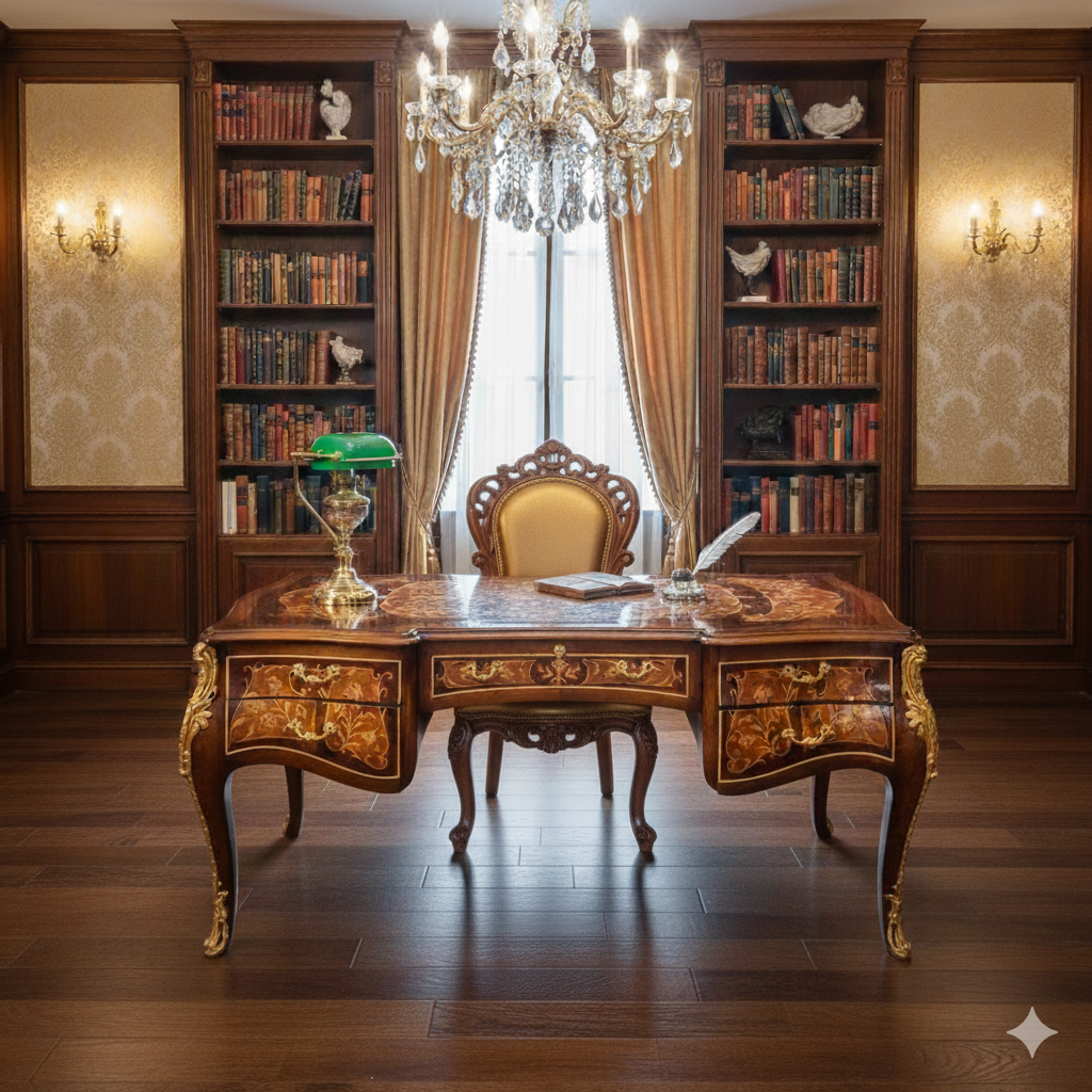 Bureau Barokstijl Noten 1,80 x 0,90 m - Afbeelding 2