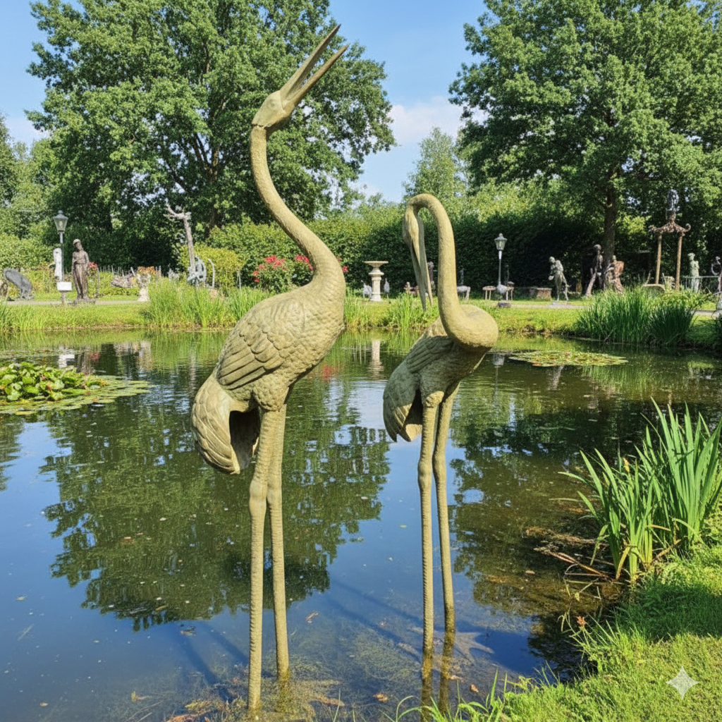 Fontein Tuinbeeld Kraanvogel 2,30 m / 2,75 m - Afbeelding 2