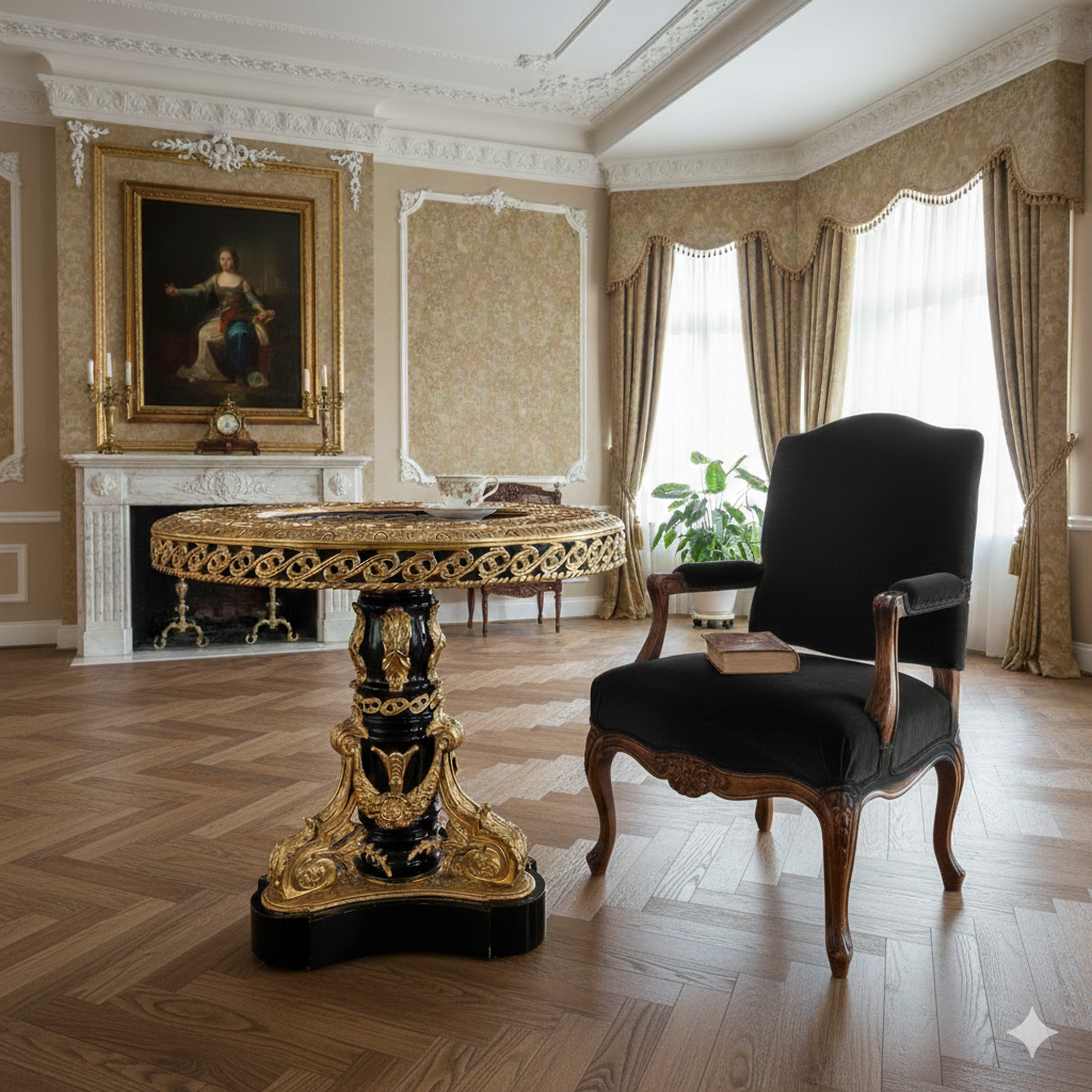 Tafel Brons Barockstijl Ø 0,77 m - Afbeelding 2