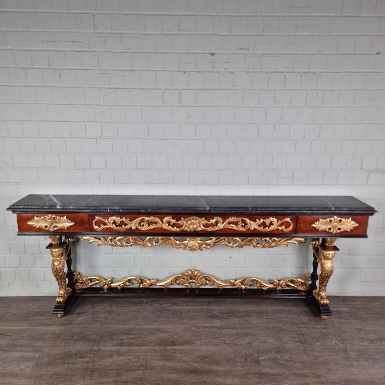 Sidetable Barokstijl Noten Marmer - Afbeelding 3