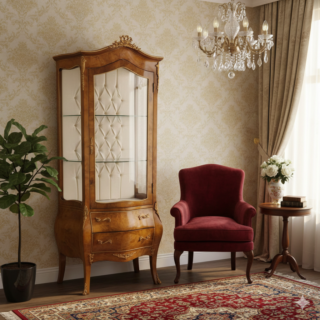 Vitrine Barokstijl Noten 0,84 m - Afbeelding 2