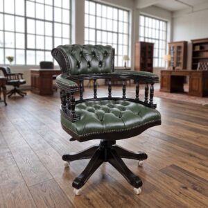 Chesterfield Bureaustoel Leder Groen