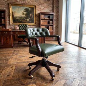 Chesterfield Bureaustoel Leder Groen