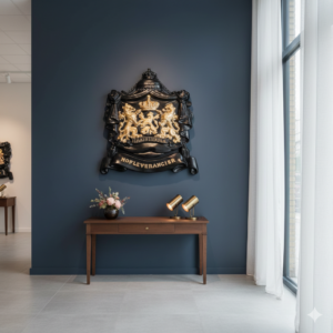 Wapenschild Je Maintiendrai / Hofleverancier Aluminium 0,43 m