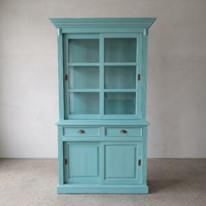 Vitrine Boekenkast Massief Hout Turquoise 1,30 m