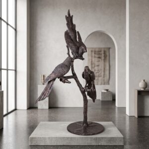 Statue Parrots Bronze 1,79 m