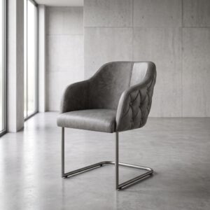 Eetkamerstoel Leder Antraciet washed