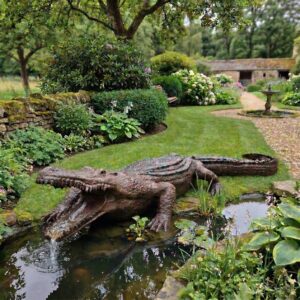 Beeld Tuinbeeld Krokodil Brons 1,80 m