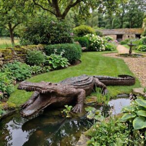 Beeld Tuinbeeld Krokodil Brons 1,80 m