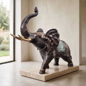 Beeld Sculptuur indische Olifant Brons 0,70 m