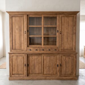 Vitrine Boekenkast Teak 2,42 m