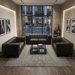 Bankstel Leder Zwart 3-2-1