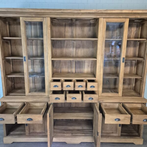 Vitrine Boekenkast Teak 2,50 m - Afbeelding 14