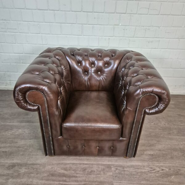 Chesterfield Fauteuil Leder Bruin - Afbeelding 2