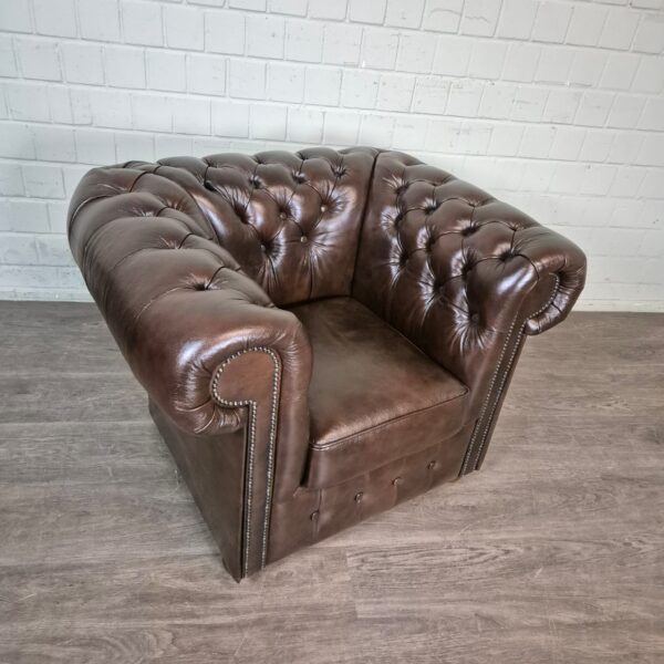 Chesterfield Fauteuil Leder Bruin