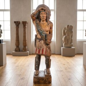 Beeld Decoratie Indiaan 1,88 m Massief Hout 1920