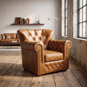 Chesterfield Fauteuil Leder Camel