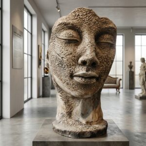 Sculptuur Beeld Decoratie Gezicht Beton 1,15 m