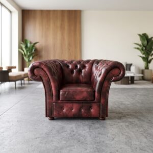 Chesterfield Fauteuil Leder Rood-Bruin