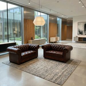 Chesterfield Banken Leder Kastanje-bruin 1,65 m Set