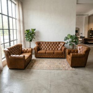 Chesterfield Bankstel Camel 3-2-1 Leder