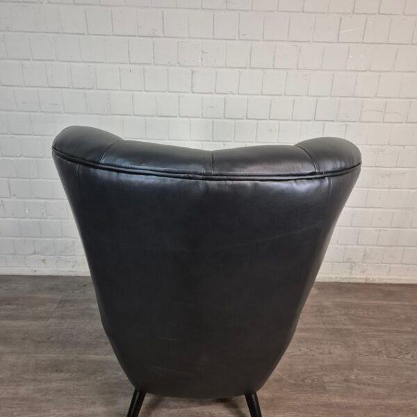 Chesterfield Oorfauteuil Leder Zwart - Afbeelding 9