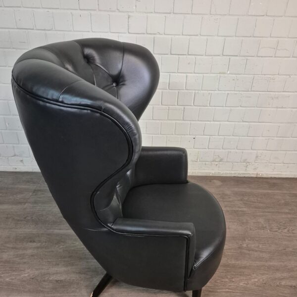 Chesterfield Oorfauteuil Leder Zwart - Afbeelding 10