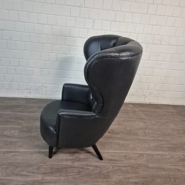 Chesterfield Oorfauteuil Leder Zwart - Afbeelding 7