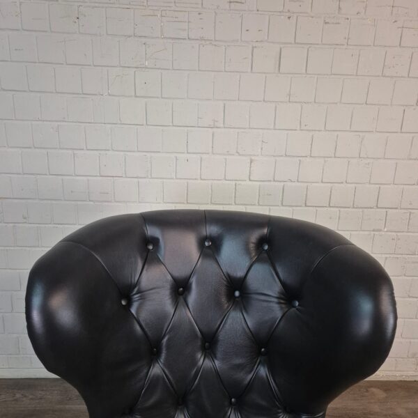 Chesterfield Oorfauteuil Leder Zwart - Afbeelding 3