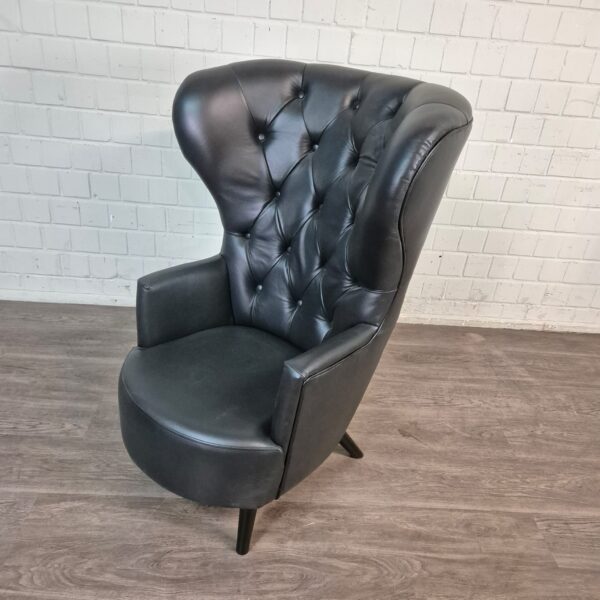 Chesterfield Oorfauteuil Leder Zwart - Afbeelding 6