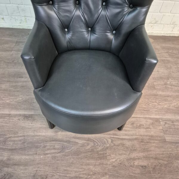 Chesterfield Oorfauteuil Leder Zwart - Afbeelding 5