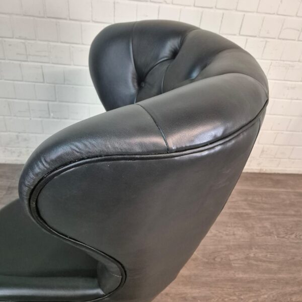 Chesterfield Oorfauteuil Leder Zwart - Afbeelding 8