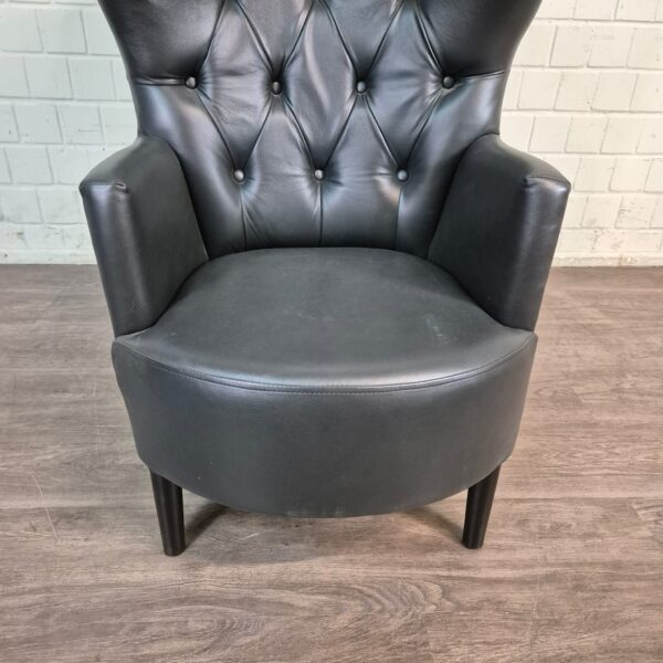 Chesterfield Oorfauteuil Leder Zwart - Afbeelding 4