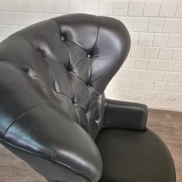 Chesterfield Oorfauteuil Leder Zwart - Afbeelding 11