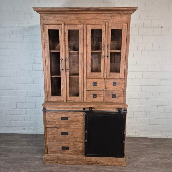 Wijnkast Vitrine Teak 1,35 m - Afbeelding 2