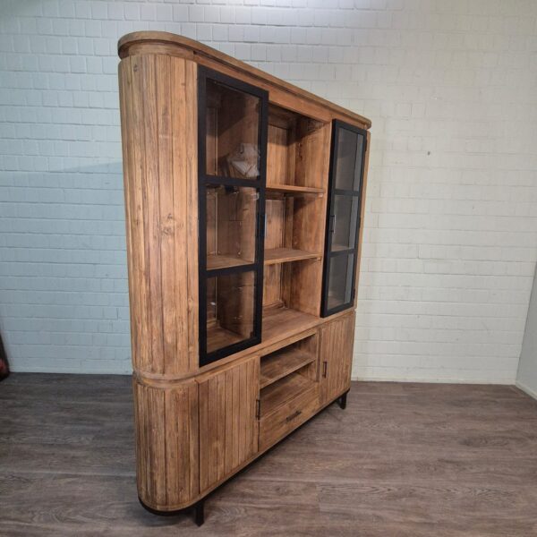 Vitrine Boekenkast Ovaal Teak 1,80 m