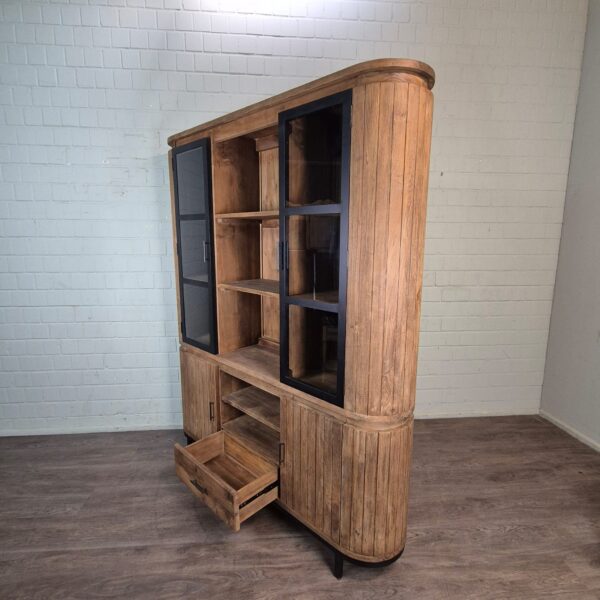 Vitrine Boekenkast Ovaal Teak 1,80 m - Afbeelding 12