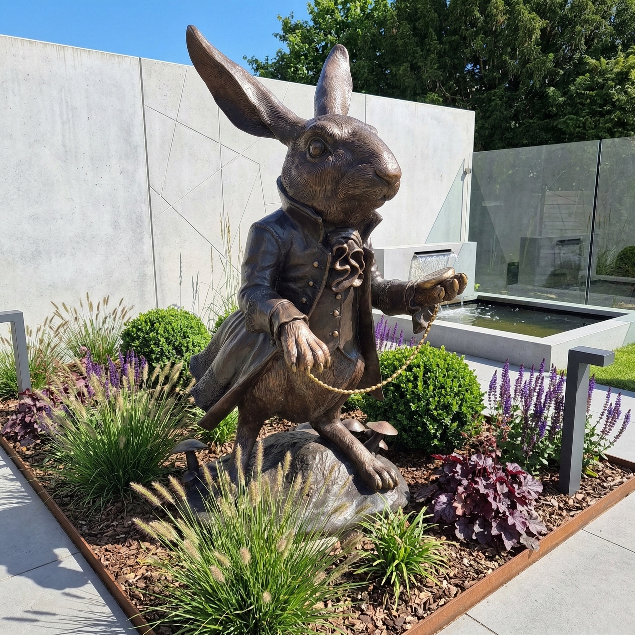 Beeld Tuinbeeld Konijn uit Alice in Wonderland Brons 1,55 m - Afbeelding 2