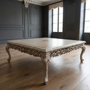Salontafel Neo-barok Wit Zilver 1,22 m x 1,22 m