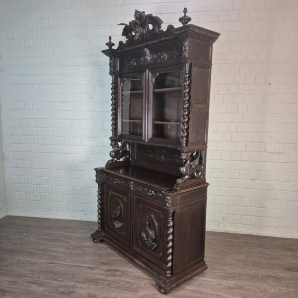 Vitrine Jachtkast Gründerzeit 1880 Eiken - Afbeelding 3