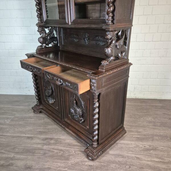 Vitrine Jachtkast Gründerzeit 1880 Eiken - Afbeelding 20