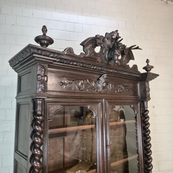 Vitrine Jachtkast Gründerzeit 1880 Eiken - Afbeelding 5