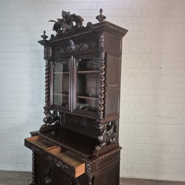 Vitrine Jachtkast Gründerzeit 1880 Eiken - Afbeelding 19