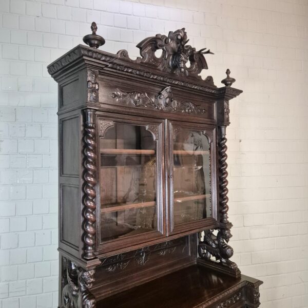 Vitrine Jachtkast Gründerzeit 1880 Eiken - Afbeelding 4