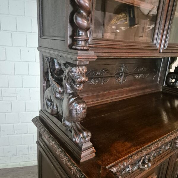 Vitrine Jachtkast Gründerzeit 1880 Eiken - Afbeelding 6
