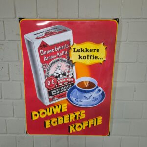 Emaille Reclamebord Douwe Egberts Koffie 0,58 m x 0,78 m